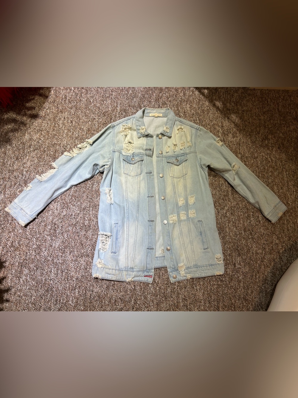 Hot & Delicious Light Blue Distressed Denim Jacket